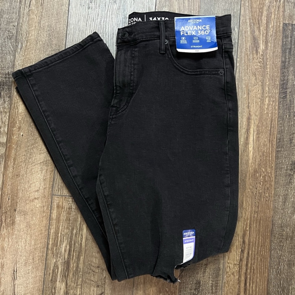 Arizona Jean Co Advance Flex 360 Straight Distressed Black Jeans Mens 34x30